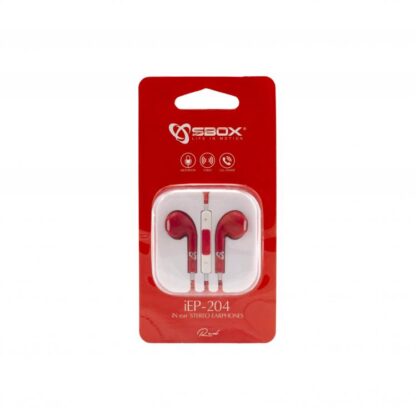 EARPHONES + MICROPHONE SBOX IEP-204 RED - Image 2