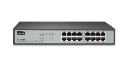 Netis Switch 16 x 10/100Mbps RJ45 port 3.2 Gbps Switching Capacity 13-inch steel case rackmounted ST3116S