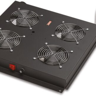 LANDE 4 FAN COOLING UNIT. ROOF TYPE. FOR STAND ALONE CABINETS. THERMOSTAT SWITCHED. BLACK LN-FAN-THM-4FFS-BL