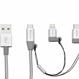 Verbatim Charge Cable USB Stainless Steel Sync 3-in-1