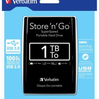 VERBATIM EXTERNAL HDD 2.5" 1TB USB 3.0 STORE N GO SUPER SPEED. BLACK 53023
