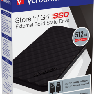 Verbatim External SSD 512GB Store 'n' Go USB 3.2 Portable SSD Black 53250