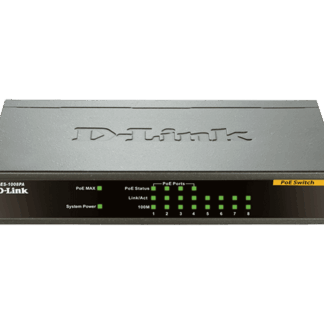 D-LINK UNMANAGED SWITCH. 8 PORT 10/100 MBPS. 4 PORT POE. MAX BUDGET 52W 802.3AF DES-1008PA