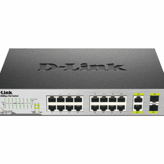 D-Link Unmanaged Switch 16 Port 10/100 Mbps and 2 Port SFP Combo 16 Port PoE Max budget 246W 802.3af DES-1018MP