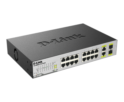 D-Link Unmanaged Switch 16 Port 10/100 Mbps and 2 Port SFP Combo 16 Port PoE Max budget 246W 802.3af DES-1018MP - Image 2